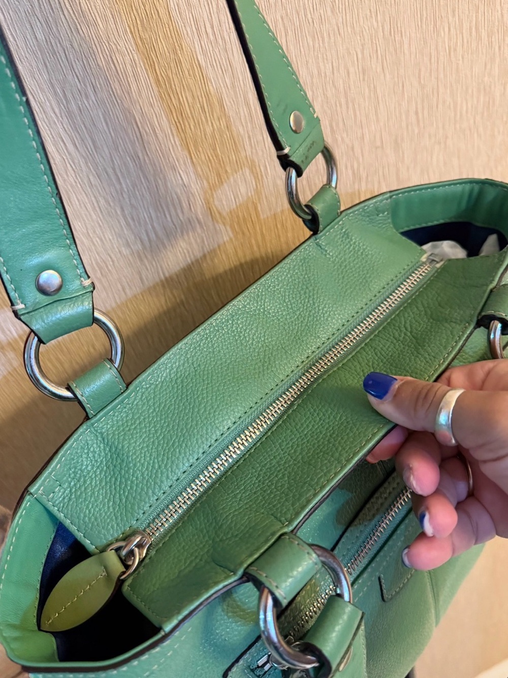 Coach Vintage Pebbled Leather Penelope Lunch Tote Bag in Sea Foam Green. - Picture 6 of 16